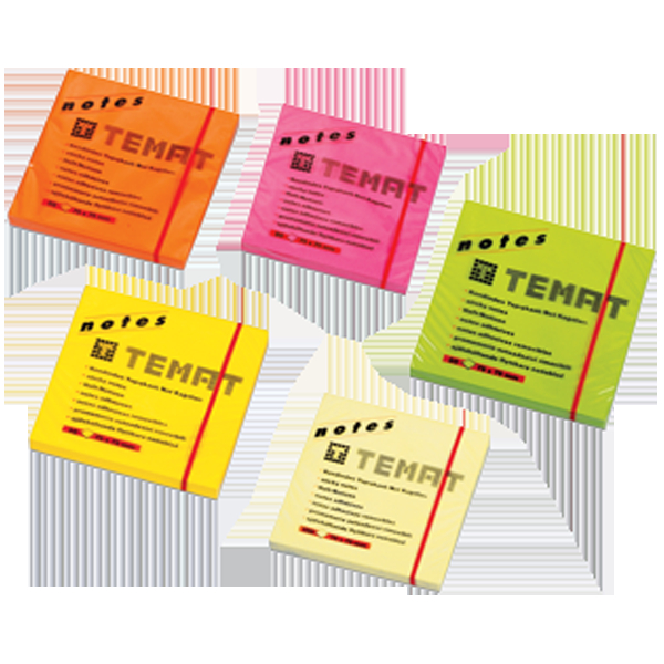 Temat Yapışkanlı Not Kağıdı 75x75 MM Fosforlu Yeşil 10935